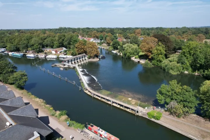 River and weir from above