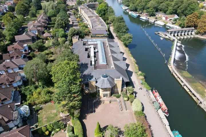 Property and river from drone