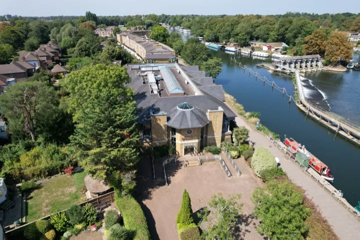 Riverside property from drone