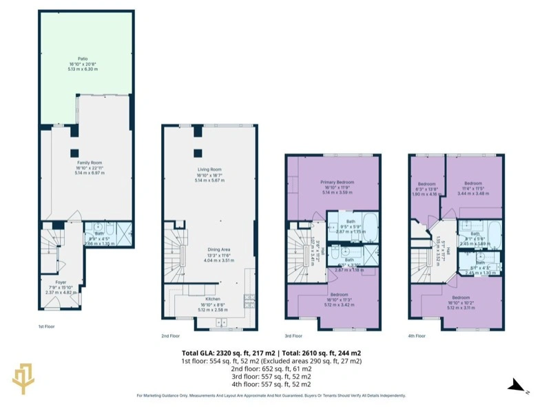 Example floor plan showing multiple levels of a London property