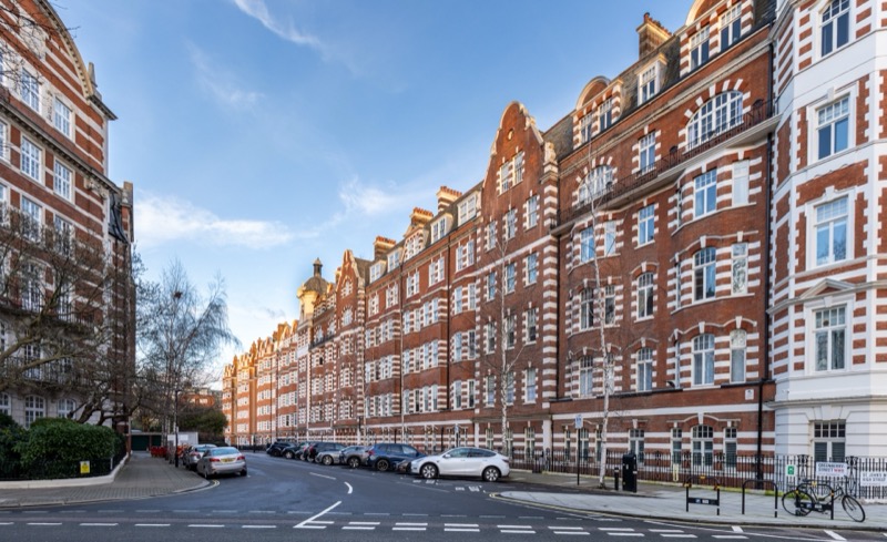 St John's Wood mansion block street panorama